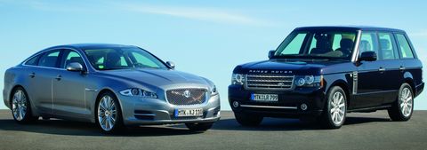 Jaguar-xj-und-range-rover in Jaguar und Range Rover shutteln die boot
